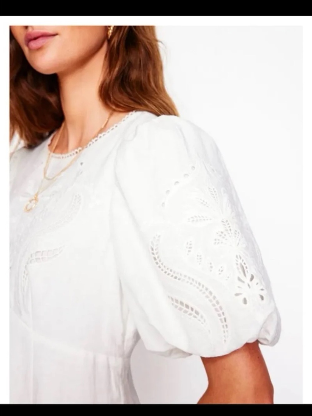 BODEN Empire Broderie Tea Dress in White size 14 - Picture 4 of 12